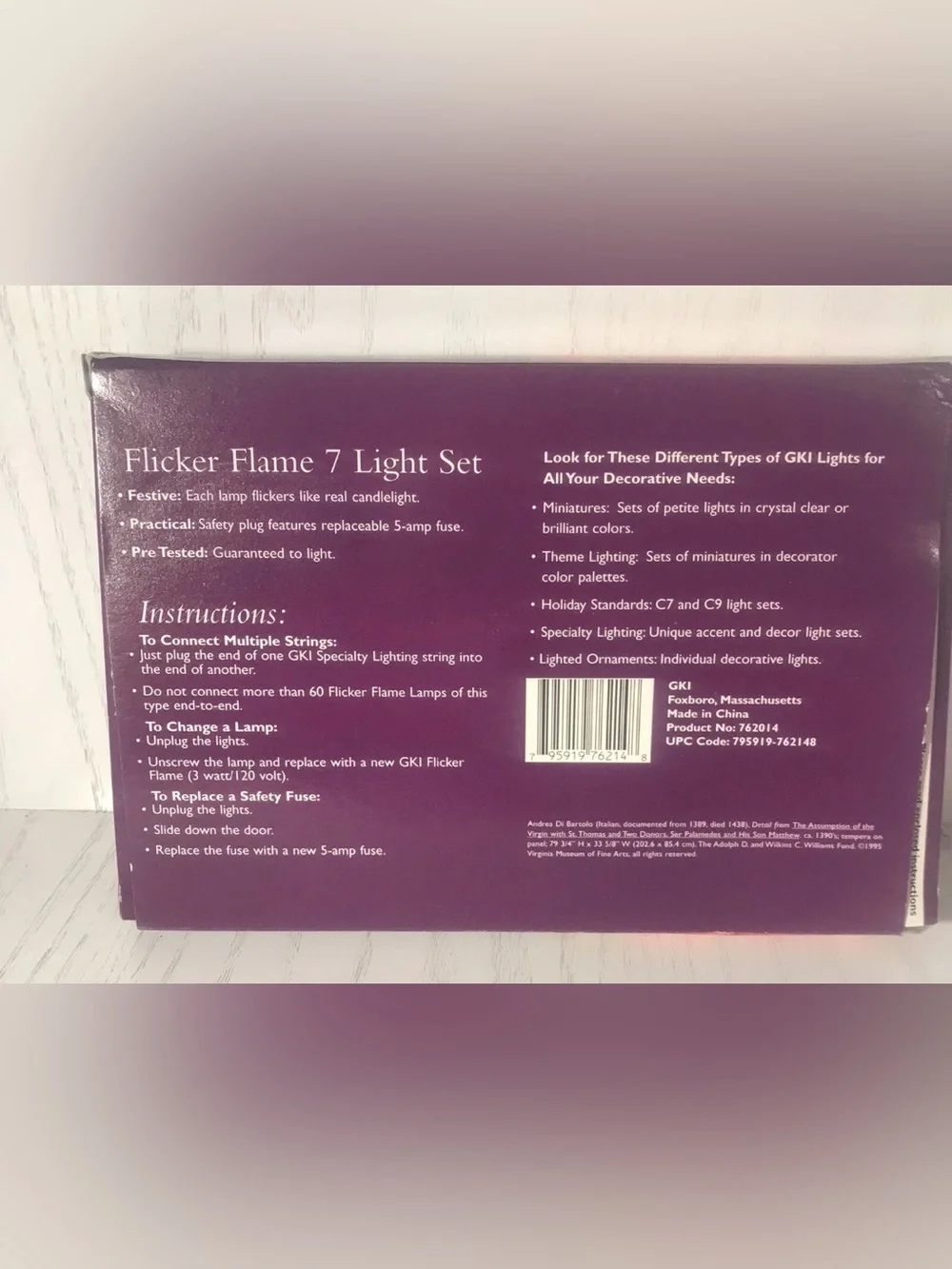 Vtg elegance in lighting by GKI flicker flame indoor 7 light set Christmas New